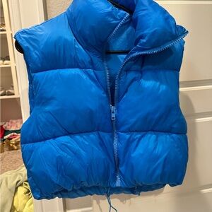 Blue puffer jacket